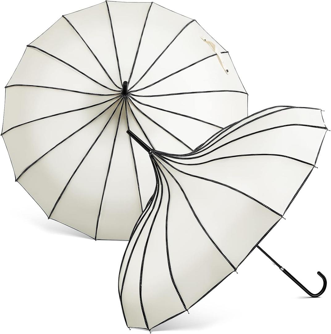 Queekay 2 Pcs Gothic Pagoda Umbrella 36" Large Retro Parasol for Rain or Sun, Wedding Umbrella, Vampire & Gothic Lover Gifts
