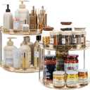 LAMU 2 Pack 2 Tier Lazy Susan Turntable Organizer 9.25'' Rotating Spice Rack Organization for Cabinet, Kitchen, Pantry, Countertop, Bathroom, Vanity, Medicine Cabinet Organizer, Amber