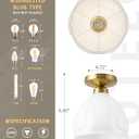 AUTELO 8.2” Milk Glass Ceiling Light, Gold Semi Flush Mount Ceiling Light, 8.19 Dia