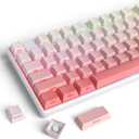 Guffercty kred Cute Gradient PBT Key Caps 135-keys Custom Minimalist Side Printed Double Shot Keycaps with Cherry Profile for 61/68/96/108Mechanical Gaming Keyboard (Blush)