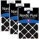Nordic Pure 24x30x2 Pleated MERV 8 Pure Carbon Air Filters 3 Pack | Actual Size: 23 1/2 x 29 1/2 x 1 3/4 Made in USA, HVAC Odor Filtration, Pet, Cooking & Household Smell Control, MERV 8 Pure Carbon