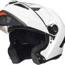 ILM Motorcycle Helmets Modular Full Face Moped Helmet Flip up Dual Visor for Adult DOT WS202 (White, XX-Large)