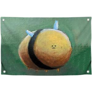 3x5 Feet Funny Flag Cute Plump Bee with 4 Brass Grommets - Single Sided Summer Meme Flag for Wall Decoration Bedroom Teens - Polyester Cool Tapestry Banner for Room Boys and Girls