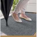 Color&Geometry Ultra Thin Indoor Door Mat (Rolled-up NO Creases) 24"x36", Non Slip Rubber Backed Dirt Trapper Door Mat Indoor Entrance, Low Profile Entryway Mat, Easy Clean, Dark Grey Linen