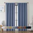 Simplebrand Ava Denim Blue Blackout Curtains for Bedroom, 72 Inch Length, 2 Panels, Privacy Thermal Insulated Rod Pocket Curtains for Patio, French Door, W40 x L72 Inch