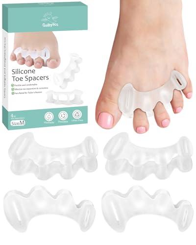 Golbylicc 2 Pairs Toe Spacers Gel Silicone Toe Separators for Women Men to Correct Bunion Toes, Hammer Toes, Soft Big Toe Straightener Toe Corrector Toe Spreader for Feet Relief, Plantar Fasciitis, Medium