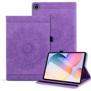 Samsung Galaxy Tab S6 Lite 10.4" 2020 SM-P610/ SM-P615 Case PU Leather Multiple Angle Stand Flip Case with Card Slot for Galaxy Tab S6 lite 10.4 inch 2020 Mandala Flower - Purple
