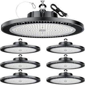 THELUX 6Pack Super Bright 200W LED High Bay Light with 30000lm 5000K,100V-277V,5000K with US Plug, 5Cable High Bay Led Shop Lights for Warehouse Workshop Factory Gym Garage with FCC certificated