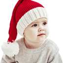 Christmas Hat for Kids, Santa Hat Winter Hat for Baby Slouchy Beanie Windproof Warm Knit Christmas Decoration Cap Red