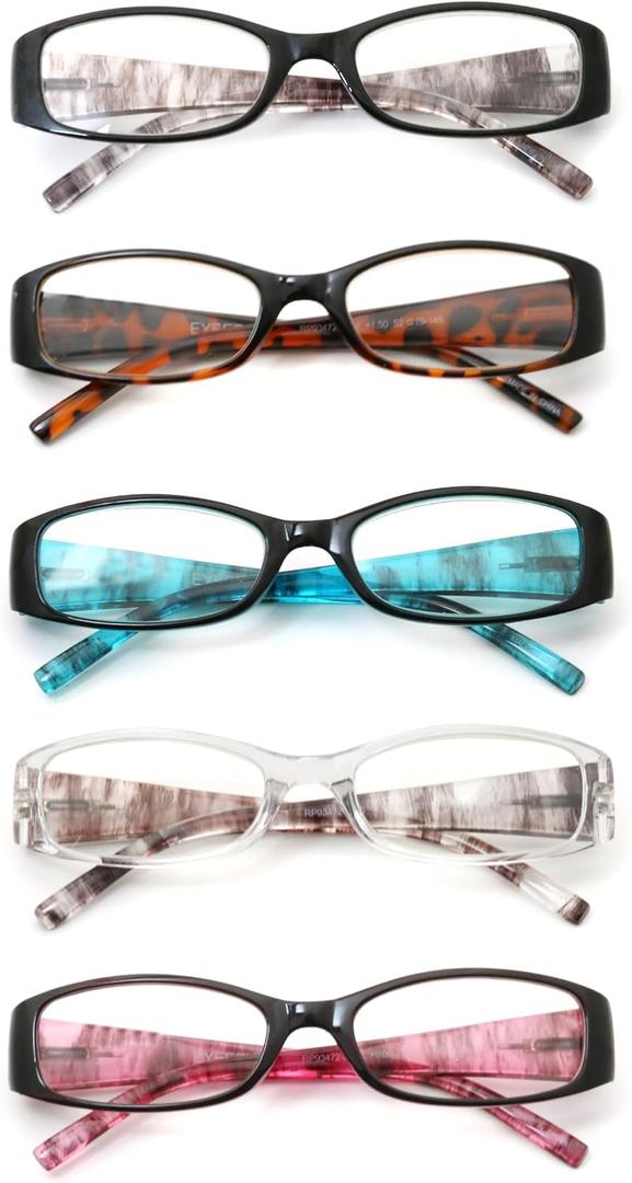 eyeezi 5 Pack Blue Light Blocking Reading Glasses for Women Men, Retro Stylish Spring Hinge UV400 Computer Rectangle Readers +2.5 (5 Pack Black)