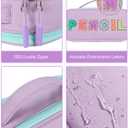 Amersun Large Capacity Pencil Case Pouch for Girl, Student, Women, Teen - Multi-Compartment, High Storage, Marker Pen Stationery Box Bag Organizer Holder for School College Office (Purple)