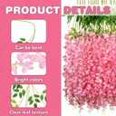 Alotiki Wisteria Hanging Flowers,50 Pack Fake Hanging Flowers,Wisteria Artificiales Garland for Home Wedding Arch Floral Party Garden Ceremony Outdoor Decor,3.6 Feet Long(50,Pink)