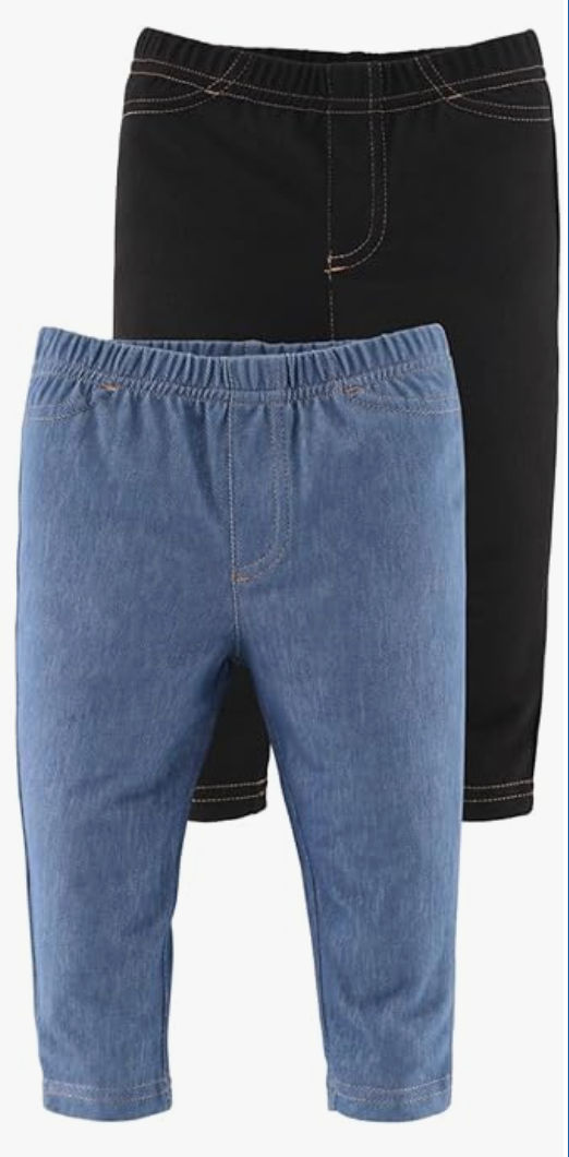 The PeanutShell Baby Boys or Girls Jeggings Set of 2- Newborn Size Jeans, Soft and Stretchy Pants, Boy and Girl Leggings, Infant Boy and Toddler Girl Clothes - Denim