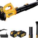 Leaf Blower Cordless with 4.0Ah Battery and Charger, 6 Speed Mode, 250MPH High Speed Lightweight Electric Leaf Blowers Cordless for Lawn Care, Patio, Garden Cleaning and Dust (Yellow)