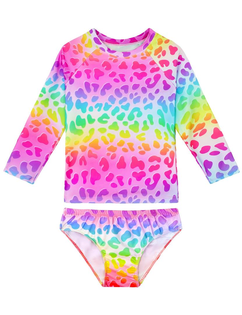 Snowheart Girls Swimsuit Size 9-10Y Colorful Leopard