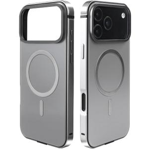 Metal Magnetic Case for iPhone 17 Pro Max [Compatible with MagSafe] Slim Aluminum Bumper Anti-Scratch Lining, Original Metal Texture Military Shockproof Cover (Gray, for iPhone17 ProMax)