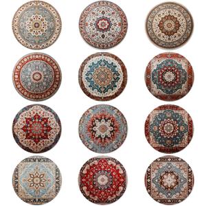 Trillionn 12 Pack Felt Cup Coasters for Drink, Absorbent Coasters for Coffee, Ethnic Pattern Design