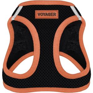 Best Pet Supplies - All Weather Mesh/Plush, Reflective, No Pull Harness for Small, Medium Dogs, Cats - Secure with Hook & Loop Fastener, Buckle, Double D-Rings - Black/Orange Trim, M
