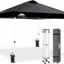 EAGLE PEAK Pop Up Canopy Tent with Wheeled Carry Bag, 8 Stakes, 4 Ropes, 4 Weight Bags, Easy Set Up Tent Canopy, 10x10 ft, 100sqft of Shade, Black