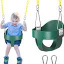 DECORLIFE Toddler Swing, Baby Swing Outdoor High Back Full Bucket Swing Set for Ages 1-3, 330lb Capacity, Safety Design, Plastic-Coated Chains and Quick-Snap Carabiners for Backyard, Playground (Green)