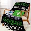 Just A Boy Who Loves Garbage Trucks Blanket Gifts for Garbage Truck Lover 40 x 50 Inch for Kid,Garbage Truck Fannel Fleece Throw Blanket Super Soft Throws Blanket for Bed Couch Sofa