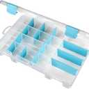 ArtBin 6944AG Medium Anti-Tarnish Box with 15 Removable Dividers, Jewelry & Craft Organizer, 1 Plastic Storage Case with Anti-Tarnish Technology, Clear with Aqua Accents 10.875 x 7.0 x 1.75