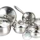 W Home 12-Piece Induction Ready Stainless Steel Cookware Sets with Glass Lid, Silver on Cookware Sets Stainless Steel