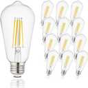 Depuley LED Light Bulbs E26: 12-Pack Chandeleir Lights Bulb 6W Equivalent 60W - Edison Vintage Bulbs Daylight 5000K ST58 Clear Glass Bulb 800LM 80+CRI Non-Dimmable