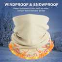 GXCROR Winter Neck Warmer, Reversible Fleece Gaiter Scarf, Windproof Face Mask for Men & Women (Off-white)