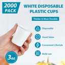 Lilymicky 2000 PACK 3 oz White Plastic Cups, 3 Ounce Disposable Plastic Bathroom Cups for Tasting, Drinking