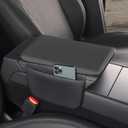 Car Armrest Cover Pad - Nappa Leather Car Center Console Cover with Breathable Holes, Non-Slip Auto Arm Rest Cushion, Universal Car Interior Accessories Fit forTesla Model Y (Black)