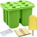 Bangp Popsicle Molds,6 Pieces Popsicles Molds Silicone BPA Free,Homemade Popsicle Maker,Reusable Easy Release Ice Pop Molds for Kids Adults,with 50 Popsicle Sticks and 50 Popsicle Bags(Green)