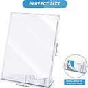 Vicenpal Acrylic Flyer Stand Sign Holder with Business Card Holder 8.5 x 11 Clear Brochure Display Stand with Business Card Pocket for Magazine Pamphlet Booklets Menu Desktop(8 Pcs)
