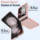 Ninki Glitter Leather Case for Motorola Razr Plus 2024, Flip Phone Case with Screen Protector - Rose Gold