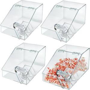 Azar Displays 400418-4PK 1.5 Gallon Acrylic Candy Bin with Lift-Open Top and Scoop, Clear (Pack of 4)