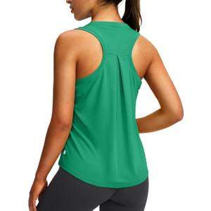 Women's Workout Tops Racerback Athletic Tank Tops Sleeveless Loose Fit Yoga Running Gym Shirts for Women (Green, M)