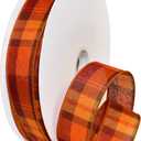Morex Ribbon Autumn Hayride Plaid Wired Fabric Ribbon, Pumpkin, 1-1/2 in x 50-Yd