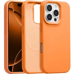 Magnetic for iPhone 13 Pro Max Case 6.7", Premium Liquid Silicone Case,[Compatible with Magsafe][Soft Anti-Scratch Microfiber Lining],Slim Thin Shockproof Phone Cover-Orange