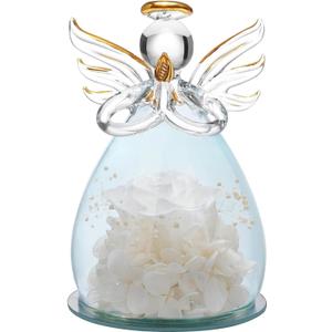 ANLUNOB Birthday Gifts for Grandma Mom - Glass Angel with Rose Inside - Gifts for Friends - Anniversary Wedding Christmas - Thanksgiving Day Gift for Her - Mother Day White Rose Gift (F-white)