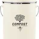 Kitchen Countertop Compost Bin, Odor Resistant Indoor Compost Bin with Lid and Charcoal Filter, Rust Resistant Coated Compost Bucket, Compost Container, Cream (Medium)
