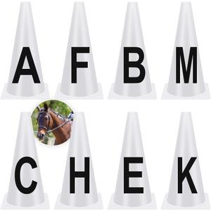 Yexiya 8 Pcs Dressage Cones Plastic Dressage Letters Training Cones Set for Equestrian Athletes and Events Includes A, B, C, E, H, K, F Letters M Letters, White