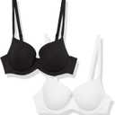 Amazon Essentials Women's Full Cover Cotton Bra, Pack of 2 (38D, Black/White)