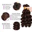 #4 Brown Bundles Human Hair Loose Deep Wave Bundles Human Hair 24 26 28 Inch NerriHou Unprocessed Brazilian Virgin Hair Dark Brown Loose Wave Bundle Human Hair Extensions 3 Bundle 50 Gram Per Bundle