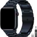 EPULY Metal Band Compatible with Apple Watch Bands for Men & Women, Business Stainless Steel Strap for iWatch Bands Ultra 2, SE, Ultra Series 10 9 8 7 6 5 4 3 2 1 (Midnight), Size: 45mm 44mm 42mm 49mm 46mm(series 10)
