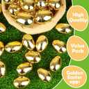 LEASEN 48 Pack Gold Easter Eggs, 2.3 Inch Metallic Plastic Empty Eggs, Surprise Golden Eggs Fillable for Easter Treats Fillers, Easter Eggs Hunt, Easter Party Favor, Basket Stuffers Fillers