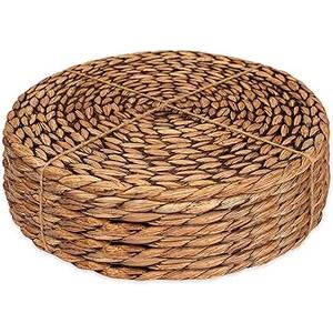 CENBOSS Woven Placemats (13.5" Set of 8, Brown Wash) Round Placemat, Wicker Place mats, Rattan Place mat, Plate Chargers