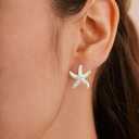 VRIUA Starfish Earrings for Women - 14K Gold/Silver Plated Dainty Starfish Seashell Earrings Hypoallergenic Summer Beach Ocean Inspired Jewelry