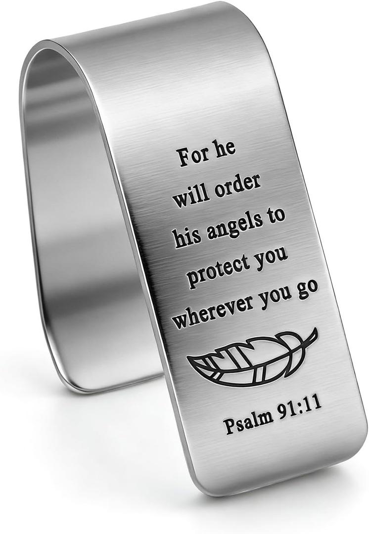 2 x Stainless Steel Car Visor Clip for He Will Order His Angels to Protect Wherever You Go Engraved Funny Religious Gifts Wherever You Go Sign for Cas Women Men Family Friend New Driver