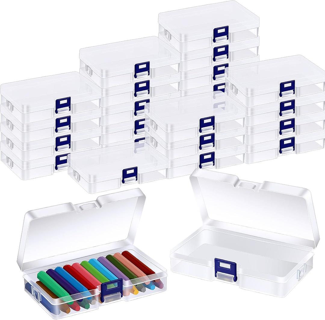 25 Pcs Plastic Crayon Box with Lid, Clear Crayon Organizer Crayon Holder Case Crayon Storage Containers for School Office Supplies Storage Organizer (25)