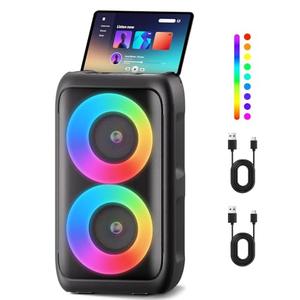 Bluetooth Speaker with 2 Wireless Microphones - Big Party Speaker for Adults Kids Karaoke with Lights - Portable Rechargeable Floorstanding Speakers Support TWS/AUX/USB/TF Card for Home Party Gift